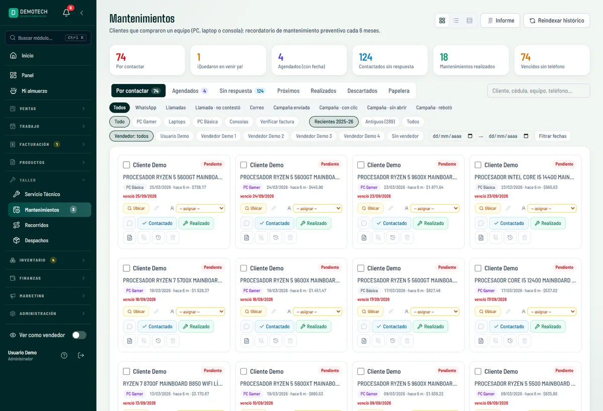 Mantenimientos en CORE